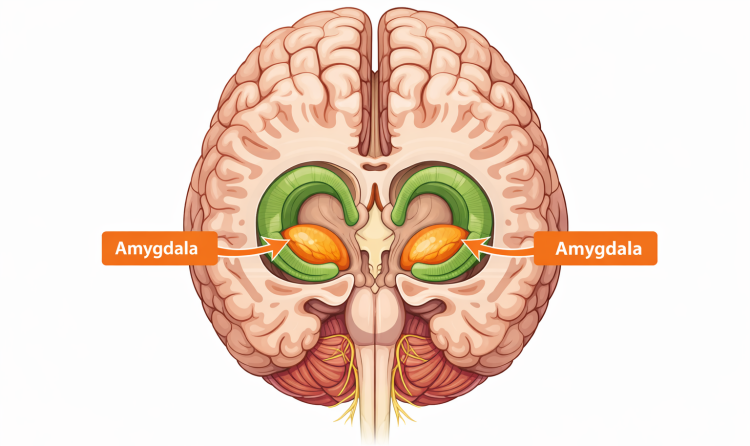 Anatomisk vy av hjärnasn amygdala 750x446